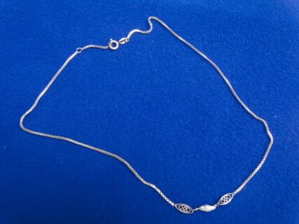 Antike Venezianische Silberkette mit Barock Perle - Altsilber