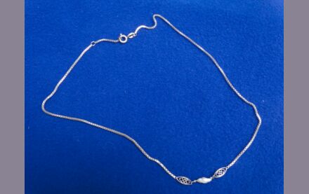 Antike Venezianische Silberkette mit Barock Perle - Altsilber