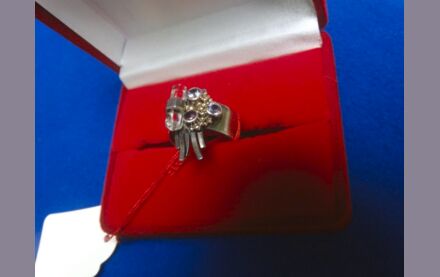 Statement Ring 925 Silber mit 3 Amethysten - Bergkristall