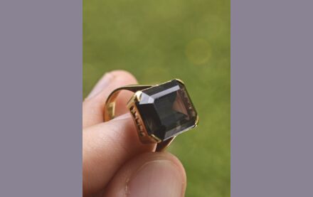 Cocktailring Vintage 14 Karat Gold mit gro&szlig;em gr&uuml;nen Spinell