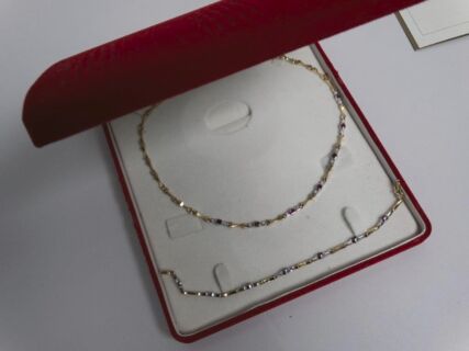 Schmuckset Collier + Armband 18 Karat Gold Brillanten +Rubine