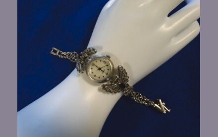 Antike Silber Damen Uhr mit Besatz