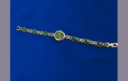 Antike Silber Damen Uhr mit Edelstein Besatz